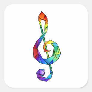 Pegatina Cuadrada Tecla musical arcoiris tremendo clef