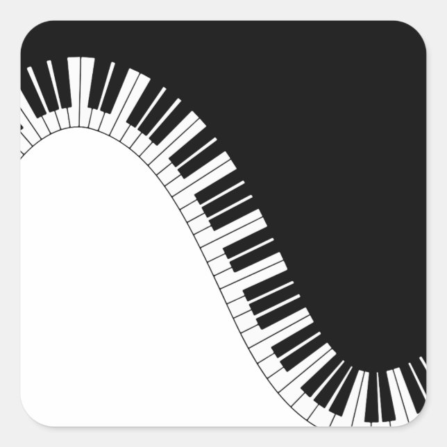 Pegatina Cuadrada Teclado de piano (Anverso)