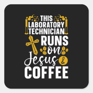 Pegatina Cuadrada Técnico de Café Técnico de Laboratorio Químico Téc