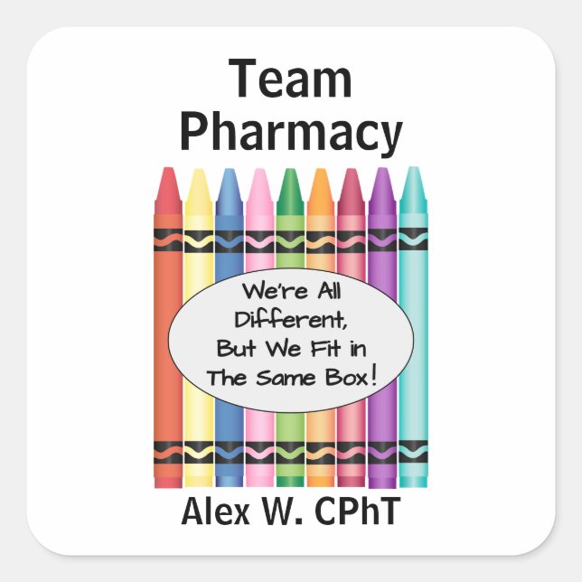 Pegatina Cuadrada Técnico de Farmacia Personalizado (Anverso)