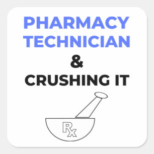 Pegatina Cuadrada Técnico de farmacia y aplastamiento 2