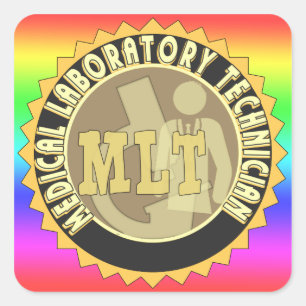 PEGATINA CUADRADA TÉCNICO DE LABORATORIO MÉDICO DE MLT BADGE