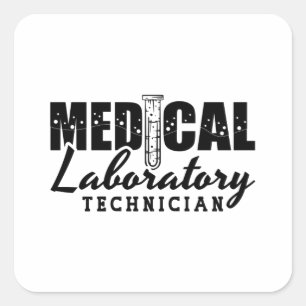 Pegatina Cuadrada Técnico de Laboratorio Médico Médica Lab Tech