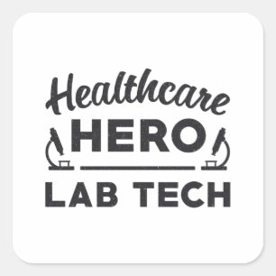 Pegatina Cuadrada Técnico de Laboratorio Tecnológico de Hero Lab de 