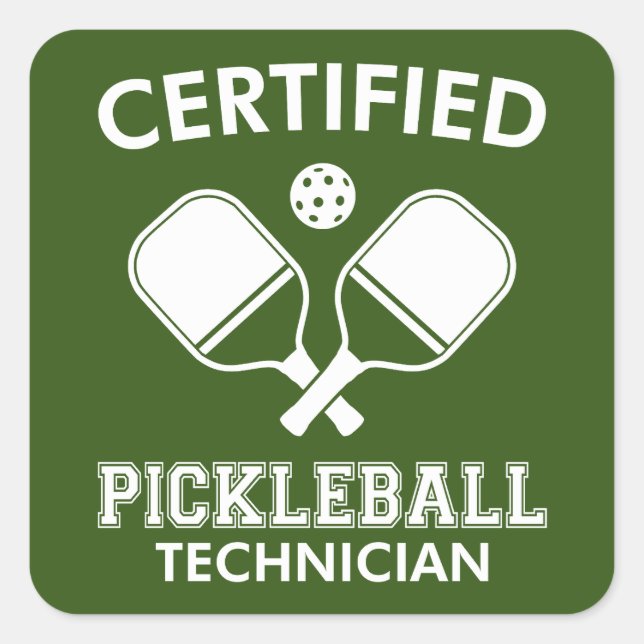 Pegatina Cuadrada Técnico de Pickleball Certificado (Anverso)