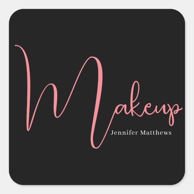 Pegatina Cuadrada Técnico moderno de belleza de neón rosa glam manic (Anverso)