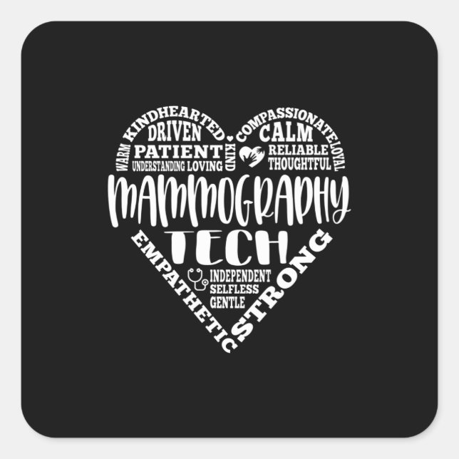 Pegatina Cuadrada Tecnología de mamografía, tecnólogo de Mammo (Anverso)