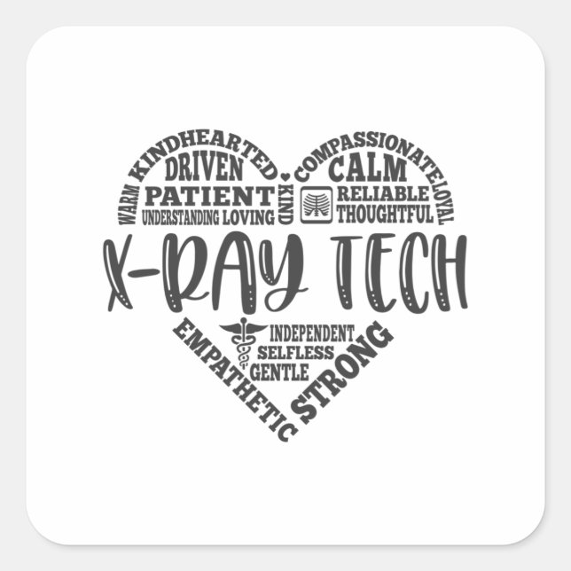 Pegatina Cuadrada Tecnología de rayos X, tecnólogo de Xray (Anverso)