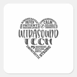 Pegatina Cuadrada Tecnología de ultrasonido, Sonógrafo, vida UT
