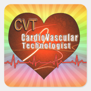 Pegatina Cuadrada Tecnólogo cardiovascular de CVT HEART LOGO