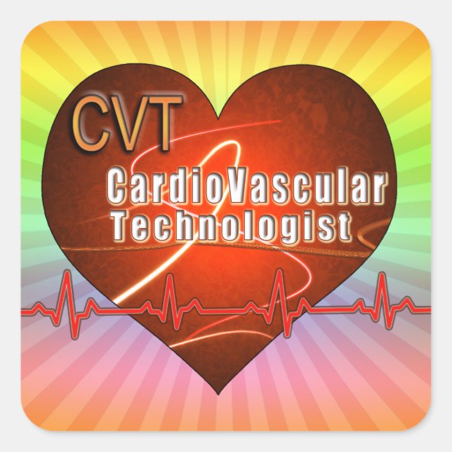 Pegatina Cuadrada Tecnólogo cardiovascular de CVT HEART LOGO (Anverso)