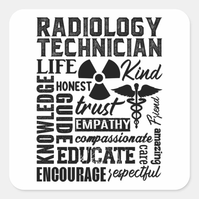 Pegatina Cuadrada Tecnólogo Rad Tech Xray Radiology Technist (Anverso)