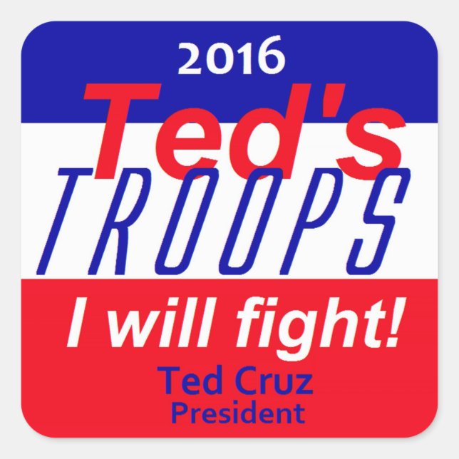 Pegatina Cuadrada Ted Cruz 2016 (Anverso)