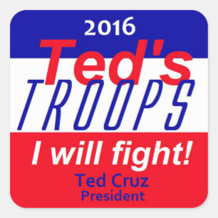 Pegatina Cuadrada Ted Cruz 2016