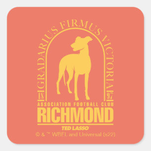 Pegatina Cuadrada Ted Lasso   AFC Richmond Gold Arched Logo