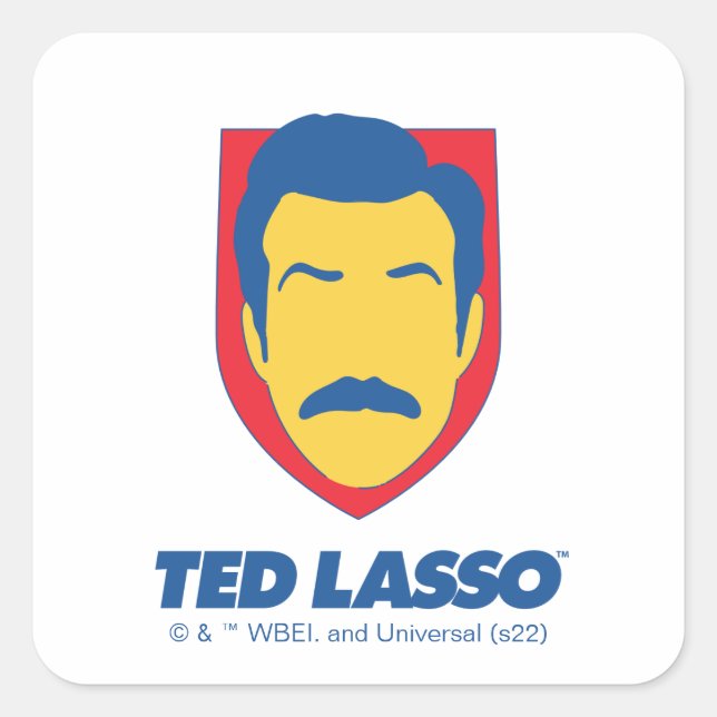 Pegatina Cuadrada Ted Lasso | Icono de cara (Anverso)
