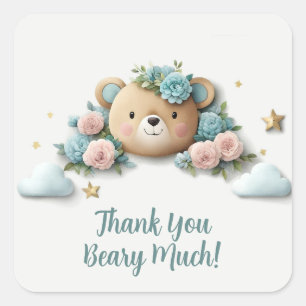 Pegatina Cuadrada Teddy Bear Floral
