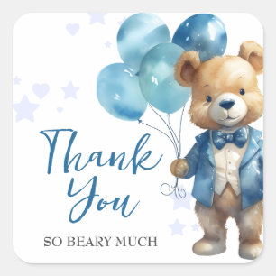 Pegatina Cuadrada Teddy Bear Gracias