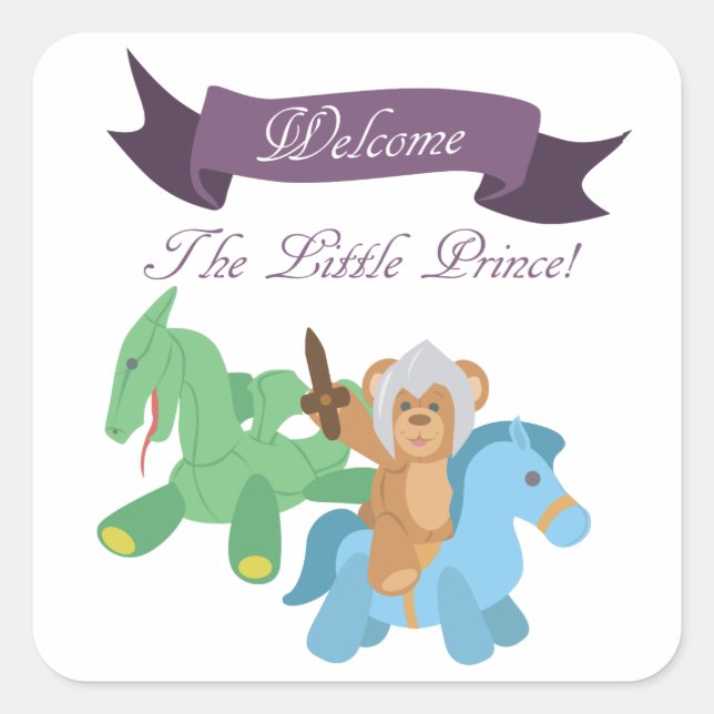 Pegatina Cuadrada Teddy Bear Knight (Anverso)