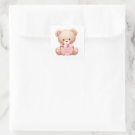 Pegatina Cuadrada Teddy Bear Pink