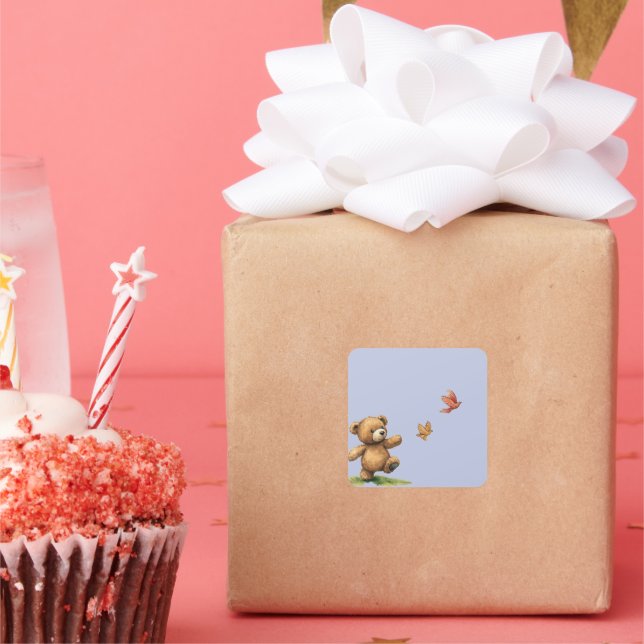 PEGATINA CUADRADA TEDDYBEAR WALKING (Fiesta)