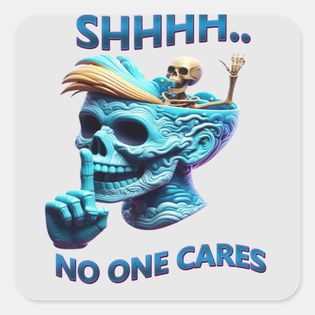 Pegatina Cuadrada Tee gráfico de papel silencioso con mensaje fácil (Anverso)