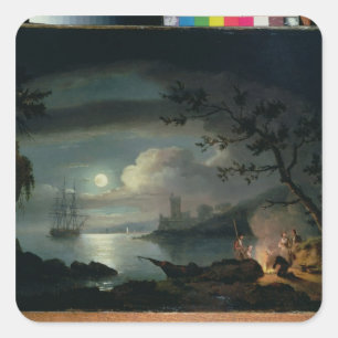 Pegatina Cuadrada Teignmouth por claro de luna