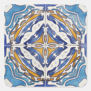 Pegatina Cuadrada Tejas azules