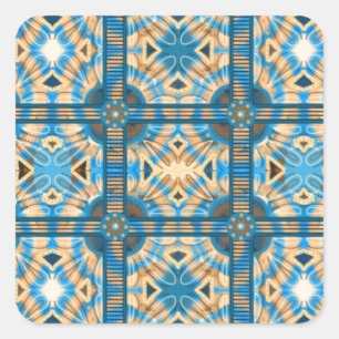 Pegatina Cuadrada Tejas del azul y del oro