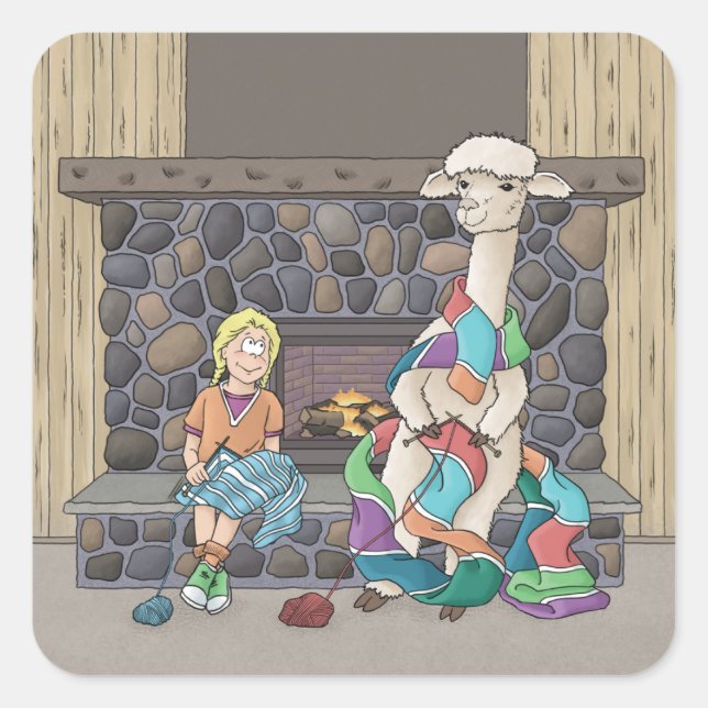 Pegatina Cuadrada Tejido de Alpaca (Anverso)