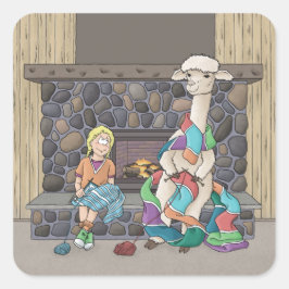 Pegatina Cuadrada Tejido de Alpaca