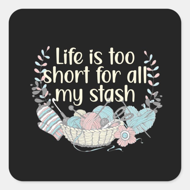 Pegatina Cuadrada Tejido de lana de yarn (Anverso)