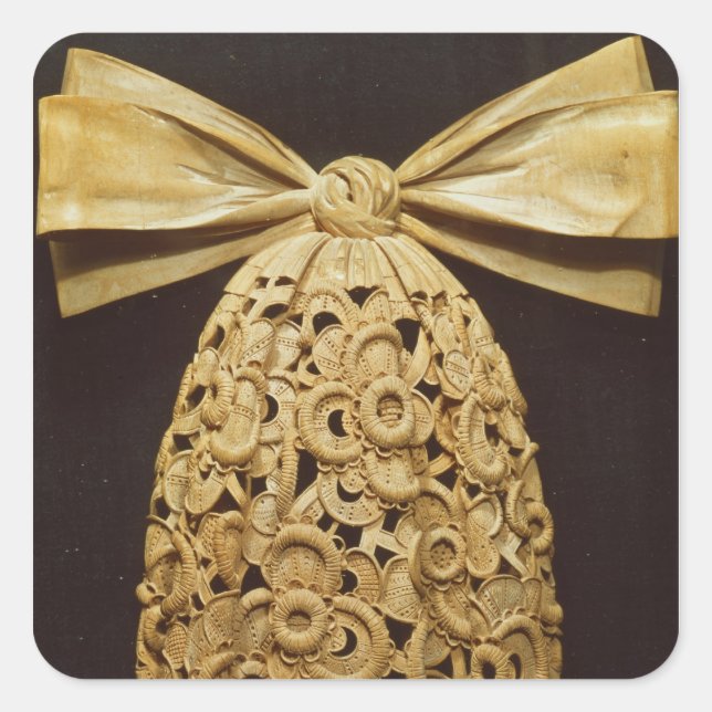 Pegatina Cuadrada Tejido de madera de un cravat (Anverso)