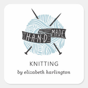 Pegatina Cuadrada Tejido hecho a mano. Artículos de artesanía de cro