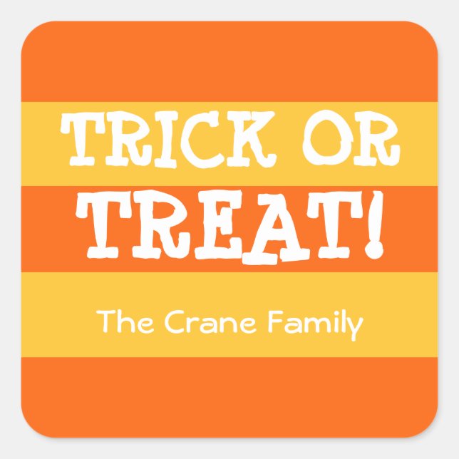Pegatina Cuadrada Tejidos de maíz dulce naranja truco o tratar Hallo (Anverso)