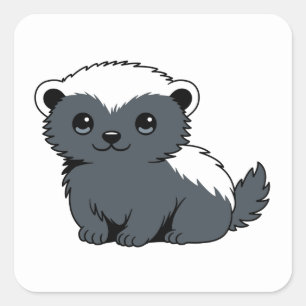 Pegatina Cuadrada Tejón mielero de dibujos animados lindo