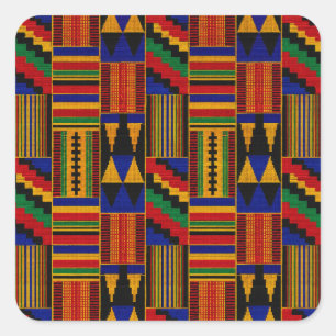 Pegatina Cuadrada Tela Kente de estilo africano