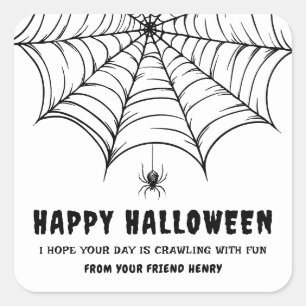 Pegatina Cuadrada Telaraña de Halloween