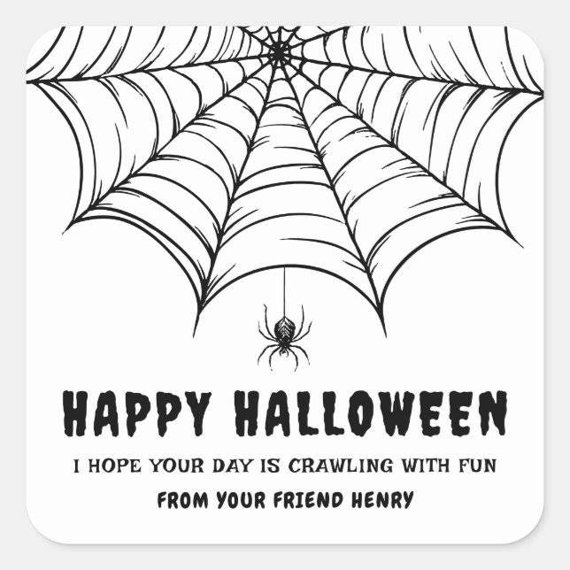 Pegatina Cuadrada Telaraña de Halloween  (Anverso)