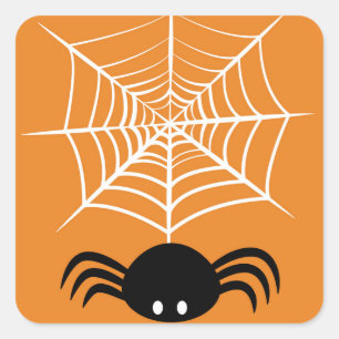 Pegatina Cuadrada Telaraña de Halloween