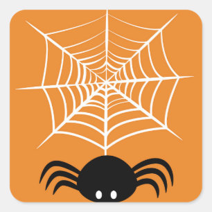 Pegatina Cuadrada Telaraña de Halloween