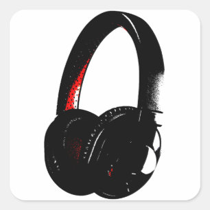 Pegatina Cuadrada Teléfono de cabeza de arte pop para auriculares