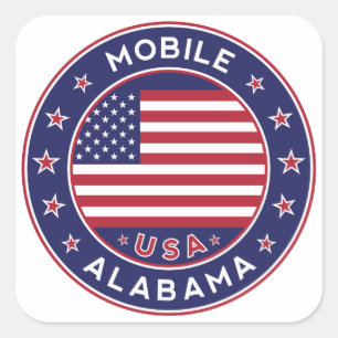 Pegatina Cuadrada Teléfono móvil, Alabama