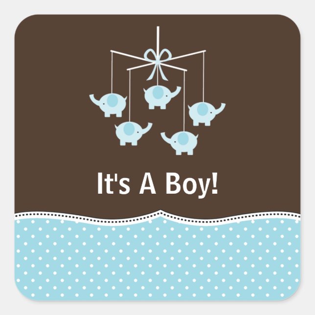 Pegatina Cuadrada Teléfono móvil azul y marrón gracias (Anverso)