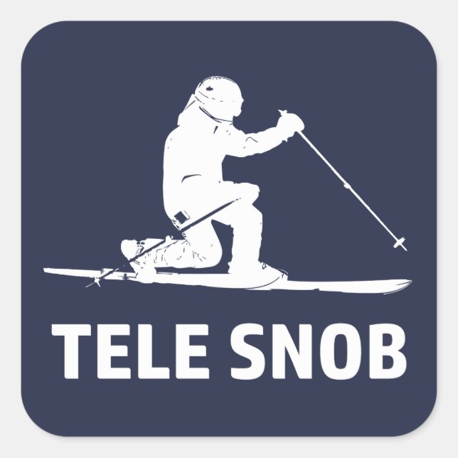 Pegatina Cuadrada Telemark Skiob Snob (Anverso)
