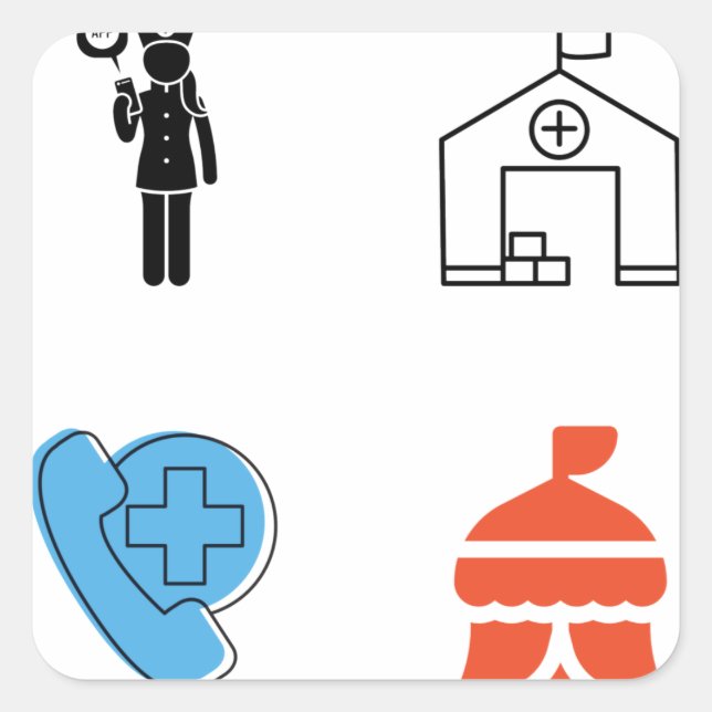 Pegatina Cuadrada Telephone Triage Nurse Sticker Pack - Telephone Tr (Anverso)