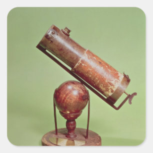 Pegatina Cuadrada Telescopio de Sir Isaac Newton 1671