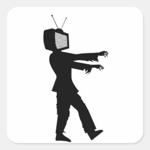 Pegatina Cuadrada Televisor Zombie