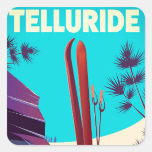 Pegatina Cuadrada Telluride Ski Montañas Rocosas