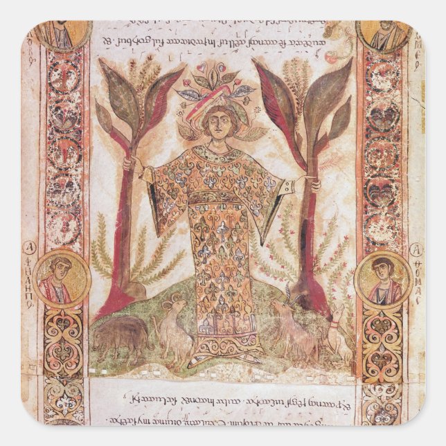 Pegatina Cuadrada Tellus, de Exultet I, c.1030 (Anverso)